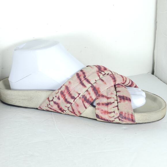 ISABEL MARANT Women's EU39 US8-8,5 Holden Velvet Pink Tie Dye Slide Sandals - Picture 7 of 16